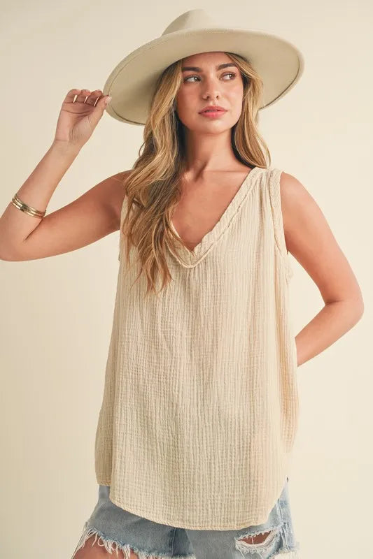 Aemi + Co V-Neck Wide Strap Tank - Brittney MADE