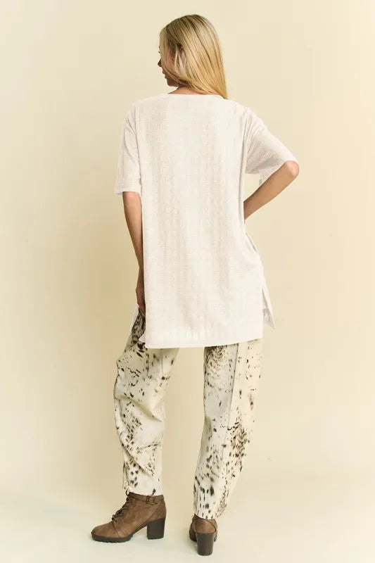 Davi & Dani Short Sleeve Side Slit T-Shirt with Pockets - Brittney MADE