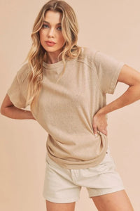 Aemi + Co Exposed Seam Round Neck Short Sleeve T-Shirt - Brittney MADE