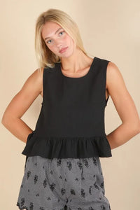 VERY J Side Tie Detail Ruffled Sleeveless Top - Brittney MADE