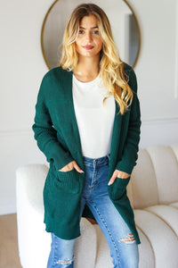 Haptics Stripe Textured Open Front Cardigan with Pockets - Brittney MADE
