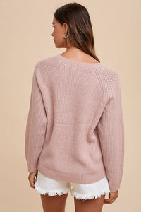 Annie Wear HELLO Embroidered Raglan Sleeve Sweater - Brittney MADE