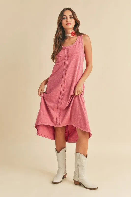 Aemi + Co High-Low Hem Scoop Neck Midi Tank Dress - Brittney MADE