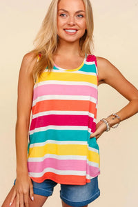 Haptics Round Neck Striped Knit Tank - Brittney MADE