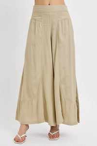 RISEN Shirring Detail Wide Leg Pants - Brittney MADE