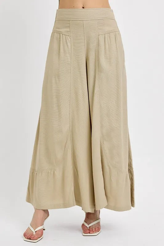 RISEN Shirring Detail Wide Leg Pants - Brittney MADE