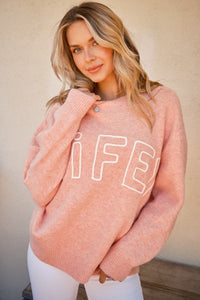 And The Why WIFEY & Heart Round Neck Sweater - Brittney MADE