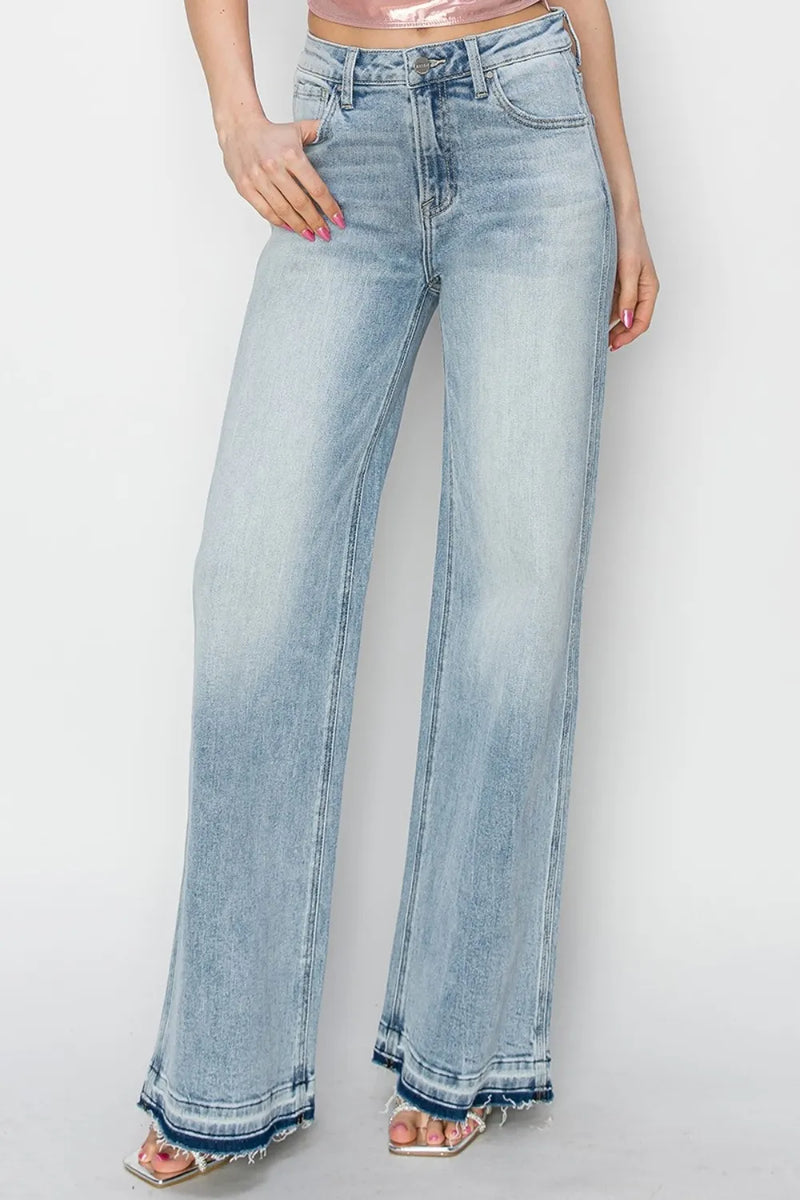 Risen Full Size High Rise Wide Leg Jeans - Brittney MADE