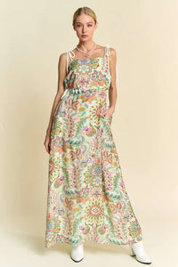 Davi & Dani Tropical Boho Printed Detail Cut Out Maxi Dress - Brittney MADE