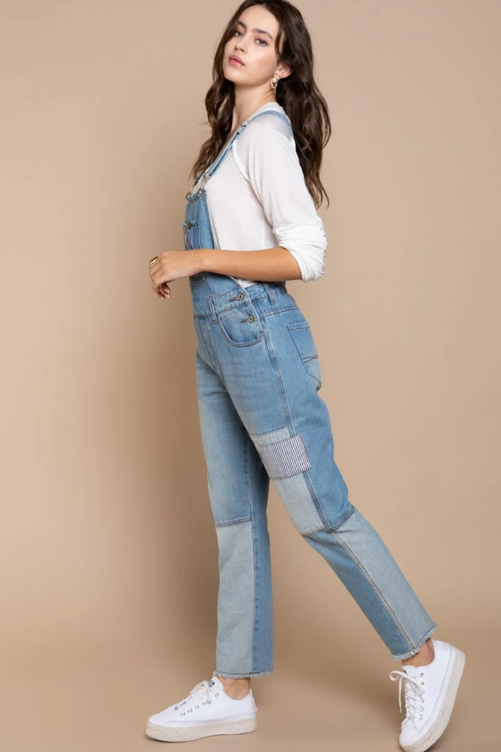 POL Front Chest Zipper Slim Leg Denim Overalls - Brittney MADE