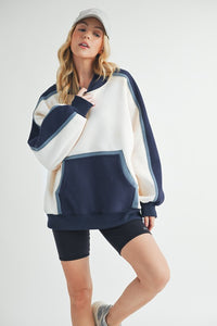 Aemi + Co Color Block Kangaroo Pocketed Hoodie - Brittney MADE