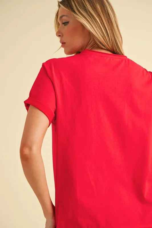 Aemi + Co Exposed Seam Round Neck Short Sleeve T-Shirt - Brittney MADE