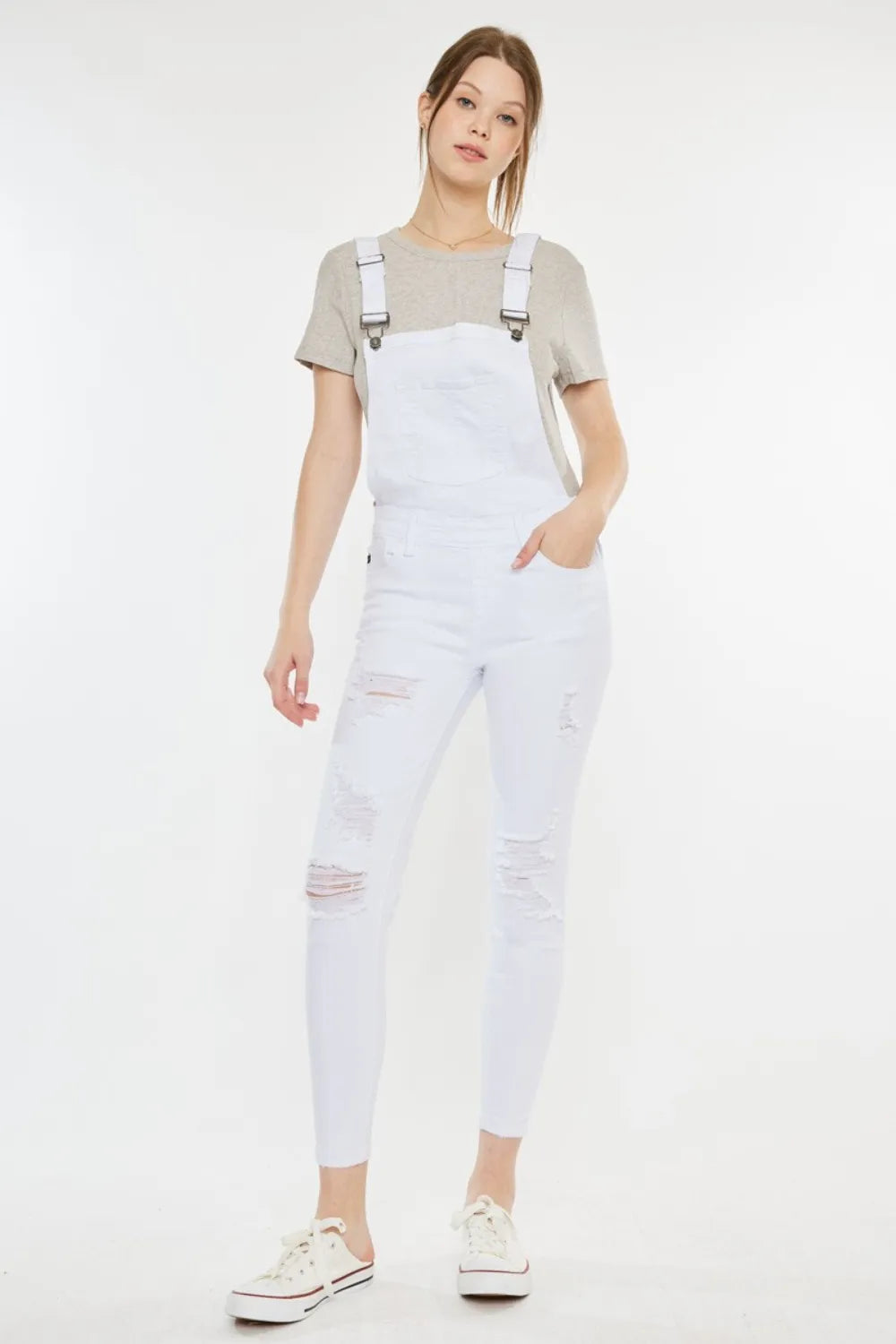 Kancan Distressed Skinny Denim Overalls - Brittney MADE