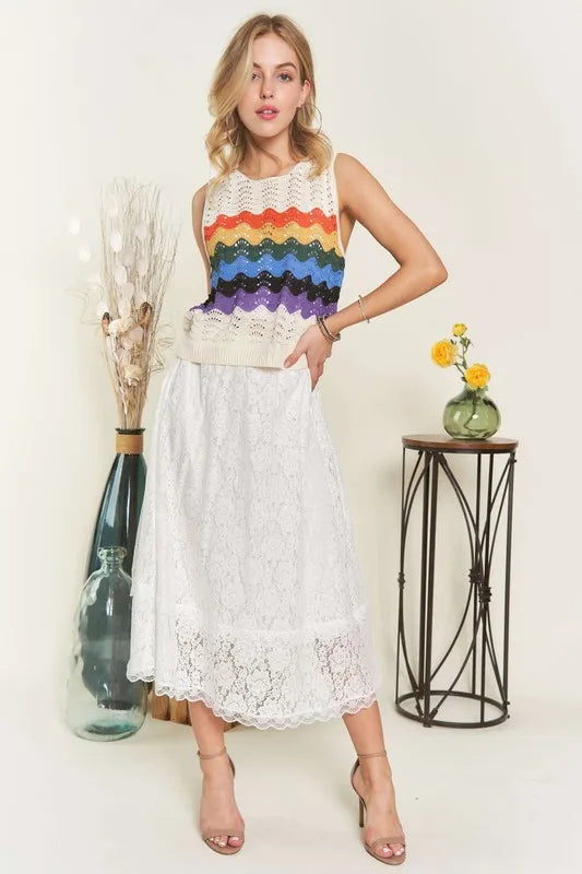 ADORA Elastic Waist Lace Midi Skirt - Brittney MADE