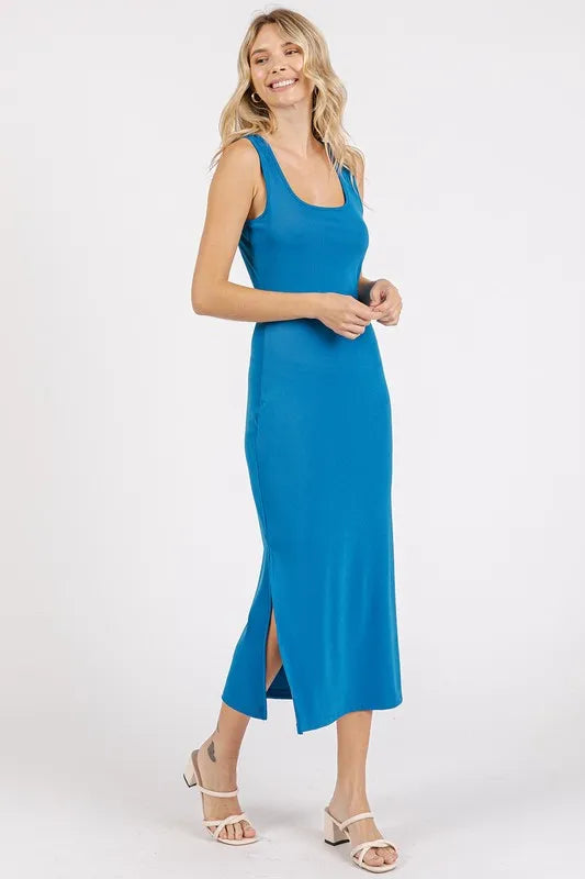 Mittoshop Side Slit Wide Strap Midi Tank Dress - Brittney MADE