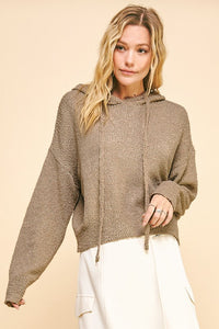 Davi & Dani Drop Shoulder Long Sleeve Hooded Sweater - Brittney MADE