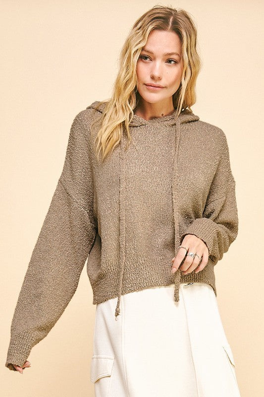 Davi & Dani Drop Shoulder Long Sleeve Hooded Sweater - Brittney MADE
