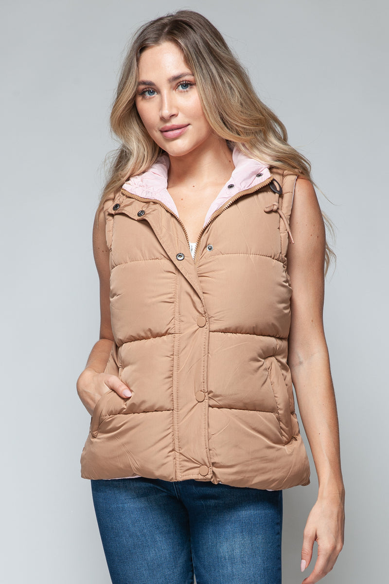 Snobbish Snap and Zip Closure Hooded Vest - Brittney MADE