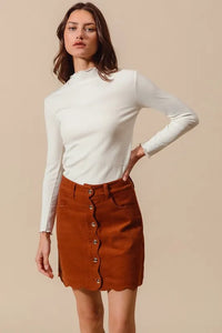 SO ME Scallop Buttoned Front Corduroy Mini Skirt - Brittney MADE