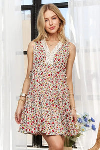ADORA Lace Detail V-Neck Sleeveless Mini Dress - Brittney MADE