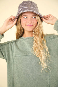 VERY J Mineral Washed Oversized Sweatshirt Mini Dress - Brittney MADE