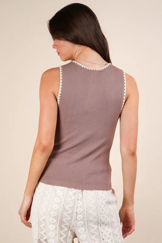 VERY J Blanket Style Sleeveless Knit Tank - Brittney MADE
