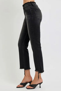RISEN Full Size Raw Hem Cropped Flare Jeans Plus Size - Brittney MADE