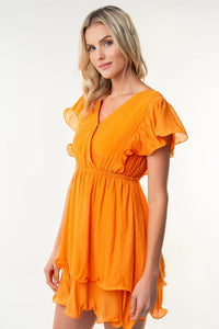 White Birch Full Size Short Sleeve Woven Layered Dress - Brittney MADE
