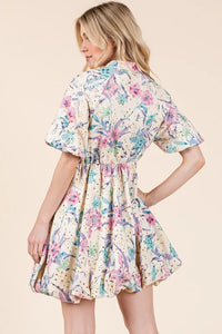 GeeGee Floral Eyelet Lace Puff Sleeve Mini Shirt Dress - Brittney MADE