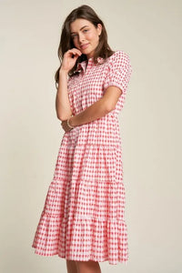 Davi & Dani Puff Short Sleeve Ruffle Shirt Dress - Brittney MADE