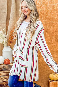 And The Why Rainbow Stripe Zipper Up Cardigan with Hood - Brittney MADE