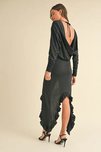 Mable Backless Asymmetric Ruffle Hem Dress - Brittney MADE