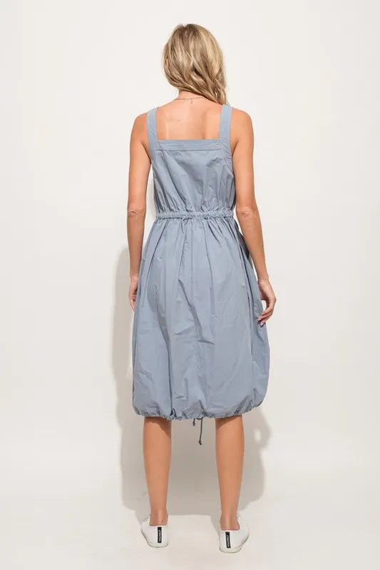 And The Why Front Zipper Overall Dress with String Details - Brittney MADE