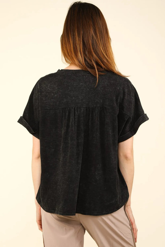 VERY J Nochted Short Sleeve Washed T-Shirt - Brittney MADE
