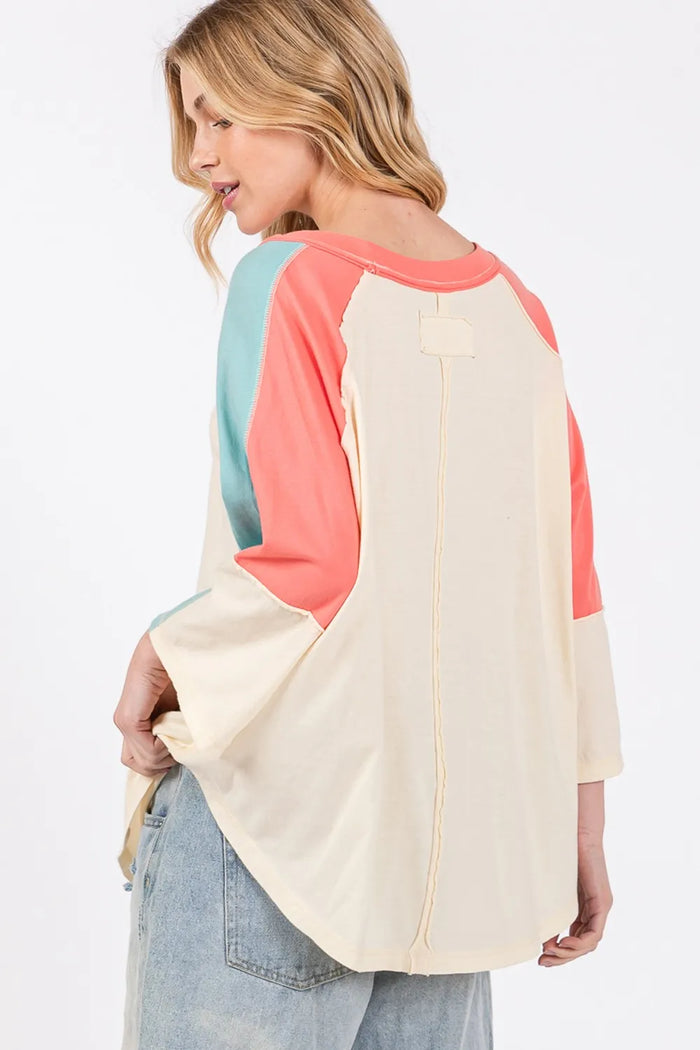 SAGE + FIG Color Block Curved Hem T-Shirt - Brittney MADE