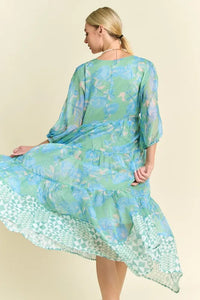 Davi & Dani Geo and Floral Print Mixed Tiered Dress - Brittney MADE