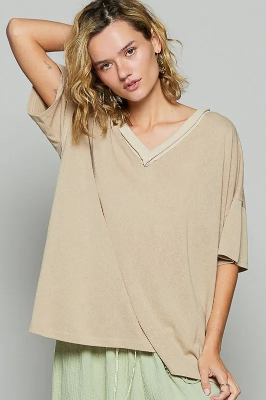 POL V-Neck Half Sleeve T-Shirt - Brittney MADE