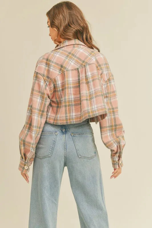 MABLE Plaid Flannel Crop Shacket - Brittney MADE