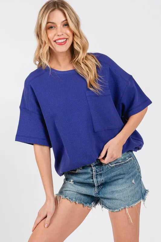 Cesfemme Textured Drop Shoulder T-Shirt - Brittney MADE