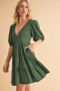 Aemi+Co Tied Back Ruffled Short Sleeve Mini Dress - Brittney MADE