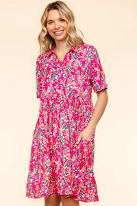 Haptics Johnny Collar Babydoll Dress with Side Pockets - Brittney MADE