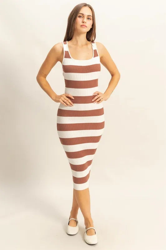 HYFVE Striped Scoop Neck Wide Strap Knit Dress - Brittney MADE