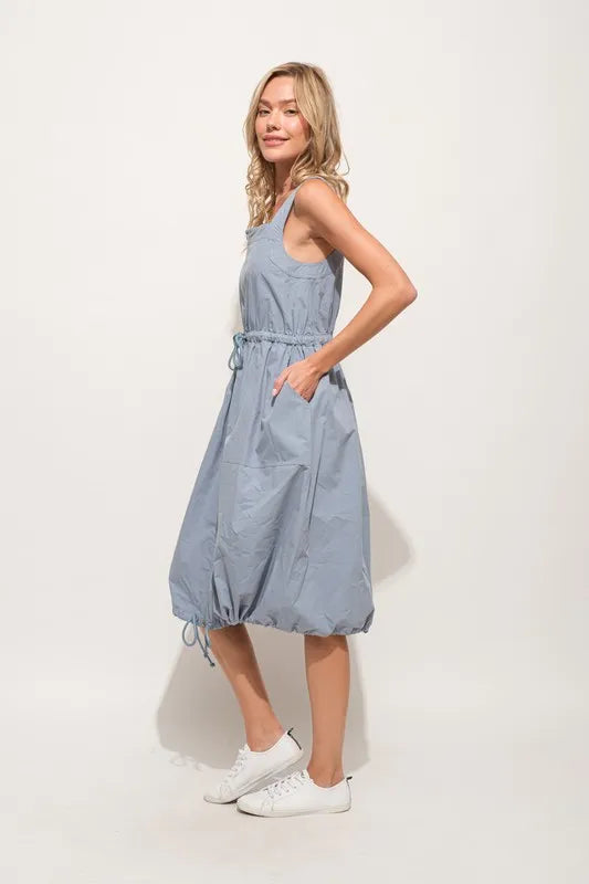 And The Why Front Zipper Overall Dress with String Details - Brittney MADE