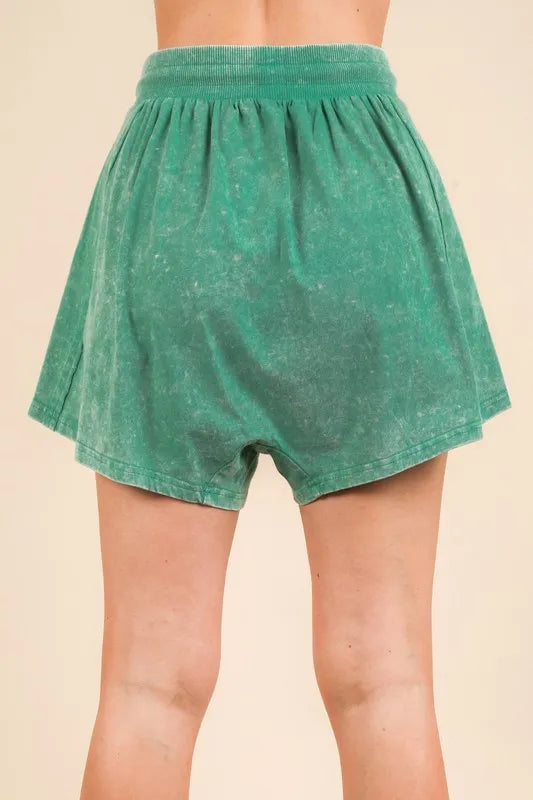 VERY J Mineral Washed Comfy Baggy Shorts - Brittney MADE