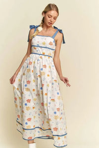 Davi & Dani Denim Binding Detail Smocking Summer Maxi Dress - Brittney MADE