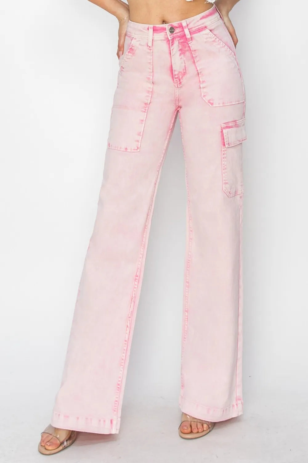 RISEN Full Size High Rise Cargo Pocket Jeans - Brittney MADE