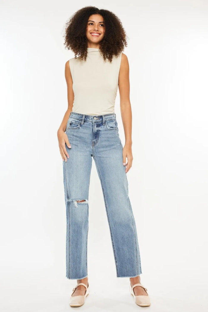 Kancan Ultra High Rise Distressed Straight Jeans - Brittney MADE