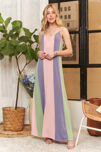 ADORA Color Block Sleeveless Maxi Cami Dress - Brittney MADE