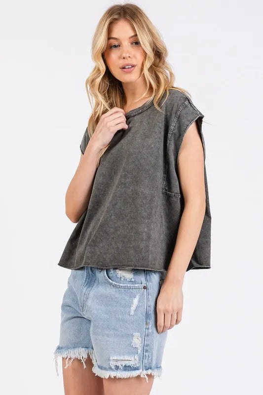 Mittoshop Round Neck Cap Sleeve T-Shirt - Brittney MADE
