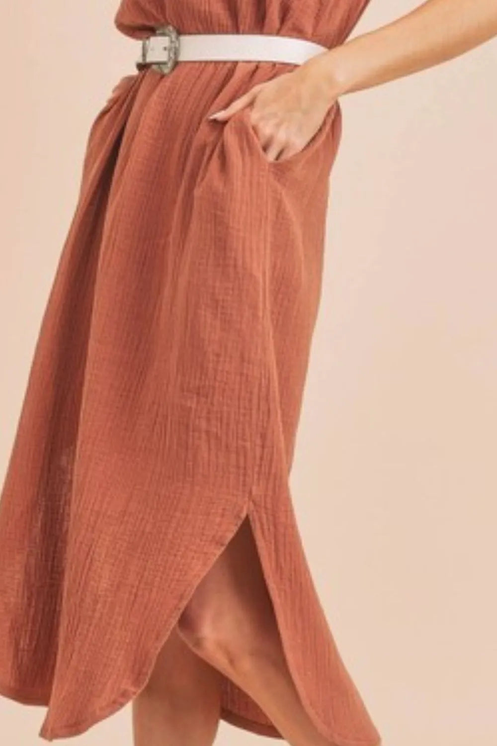 Aemi + Co Round Neck Midi Tank Dress with Pockets - Brittney MADE